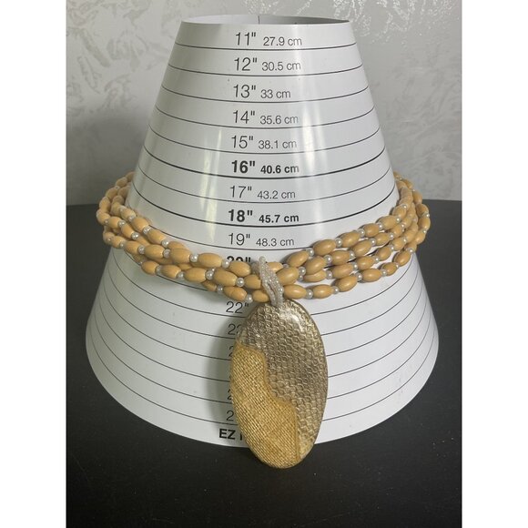 Handcrafted Wooden & Bead Multistrand Necklace With Pendant - Picture 5 of 5